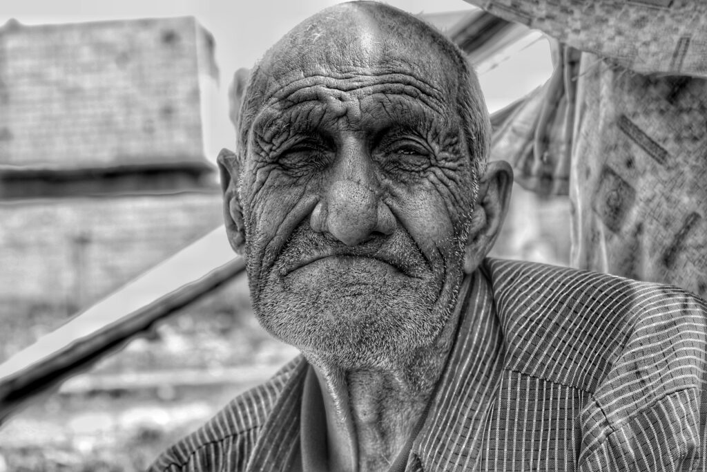 Schwarz-Weiß-Fotografie: Alter Mann