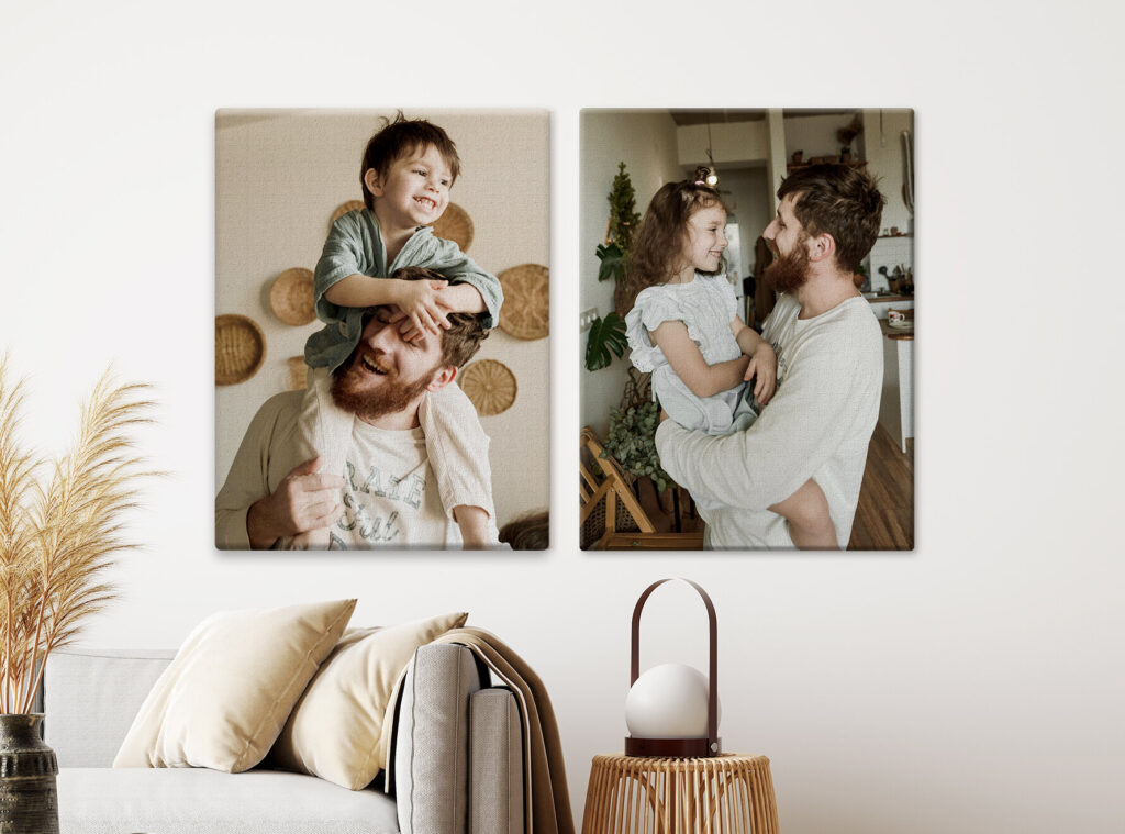Familienfotos auf Wandbildern festhalten